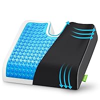 Cooling Gel Seat Cushion for Office Chair, FSA HSA Eligible, Large Tailbone Cushion with Thick Memory Foam for Sciatica & Lower Back Pain Relief, Non-Slip XL Cushion for Car Seat, Gaming, Home