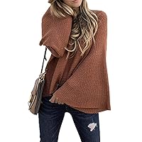 Andongnywell Women Casual Bell Sleeve Sweater Solid Color Stripe Knit Pullover Bells Long Sleeve Loose Knitwear Jumper