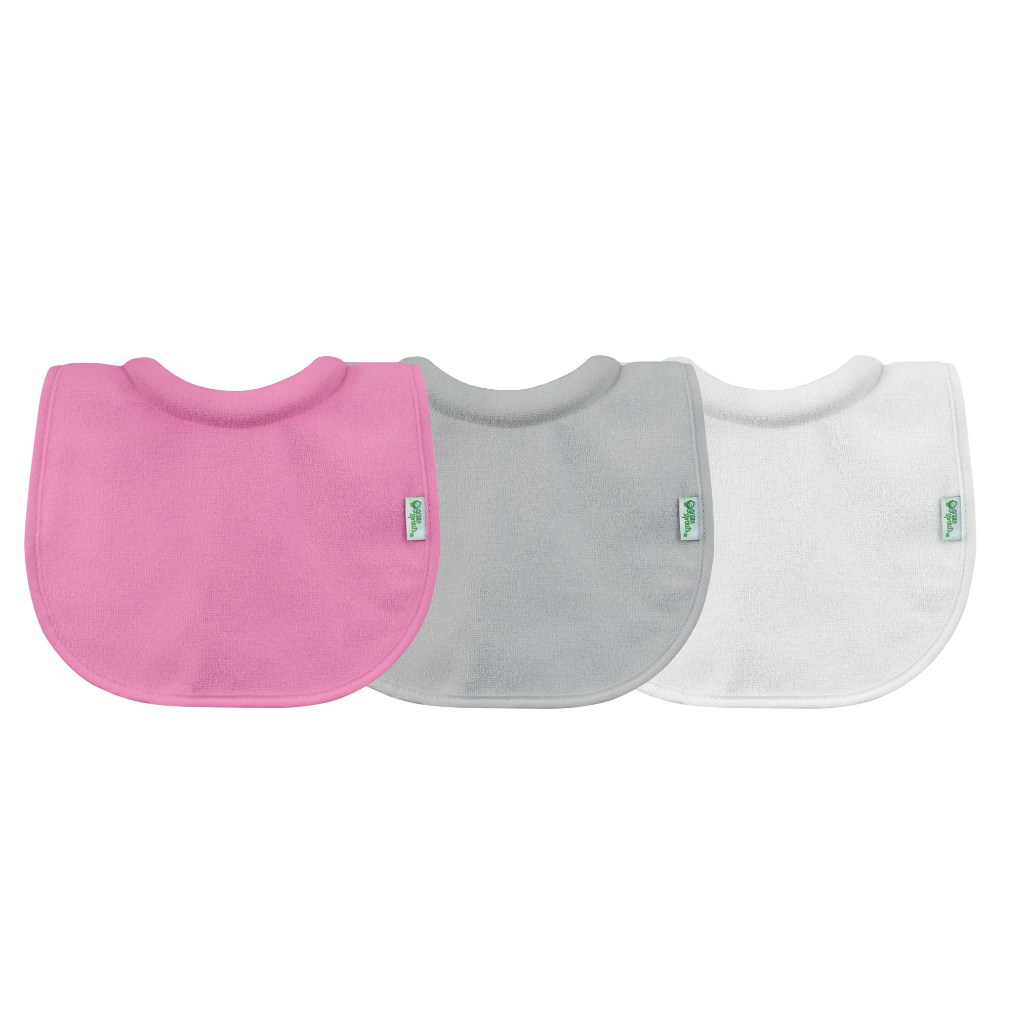 green sprouts Stay-dry Milk Catcher Bibs (3 Pack) | Collar absorbs milk to prevent rashes | Waterproof inner layer, Absorbent terry cotton, Machine washable