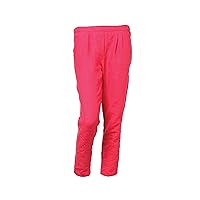 Peg Leg Linen Pants w Elastic Waist on Back, Pink/Red