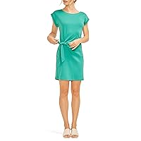 Three Dots Women's Rolled Short Sleeve Front Tie Dress