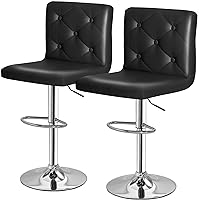 VECELO Adjustable Bar Stools with Back, Bar Height Stools for Kitchen Counter, Bar Stools Set of 2, X-Large Size, Black