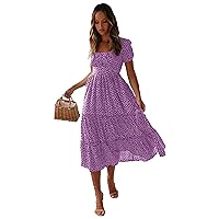 Women's Spring Summer Dresses Party Casual Floral Print Boho Elegant Beautiful Cute Midi Long Maxi Dress