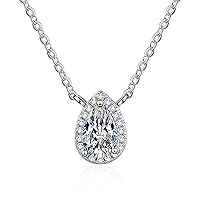 Moissanite Diamond Necklaces for Women, Sterling Silver Lab Created Diamond Necklace for Anniversary, Birthday, Wedding, Gift for Wife, Girlfriend, Daughter and Mothers (1 carat Elysian)