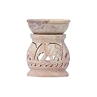 Soapstone Oil/Wax Tarts/Melts Warmer – SouvNear 3.5” Tealight Candle Aromatherapy Essential Oil Fragrance Diffuser- Detachable Stone Bowl Adorned with Elephant Motifs -Fragrant Scented Aroma Oils