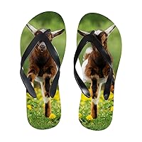 Vantaso Slim Flip Flops for Women Two Funny Goats Yoga Mat Thong Sandals Casual Slippers