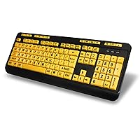 Adesso AKB-132UY - EasyTouch 132 Florescent Yellow Multimedia Desktop Keyboard,Black