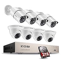ZOSI 8CH 1080P Security Camera System Outdoor with 2TB Hard Drive,8 Channel 1080P CCTV Recorder and 8pcs HD 1920TVL Home Surveillance Cameras with Night Vision Easy Remote Access Motion Alert