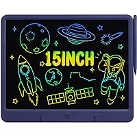 LCD Writing Tablet 15 Inch, Colorful Erasable Doodle Board Drawing Pad, Magic Drawing Tablet for Kids Toddler, Reusable Electronic Doodle Pad, Educational Toys Gifts for 3-12 Year Old Boys Girls