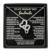 To My Smokin' hot Soulmate For Women, Love Knot Necklace With Message Card In A Box For Wife From Husband Love Always, Romantic Jewelry For Her, Funny Necklaces Wife, Meaningful Gift Ideas Wife
