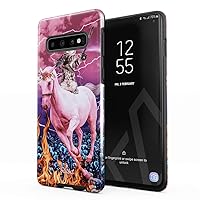 Compatible with Samsung Galaxy S10 Plus Case Unicorn Cat Warrior Kitten Trippy Galaxy Space Caticorn Funny Cats Heavy Duty Shockproof Dual Layer Hard Shell + Silicone Protective Cover