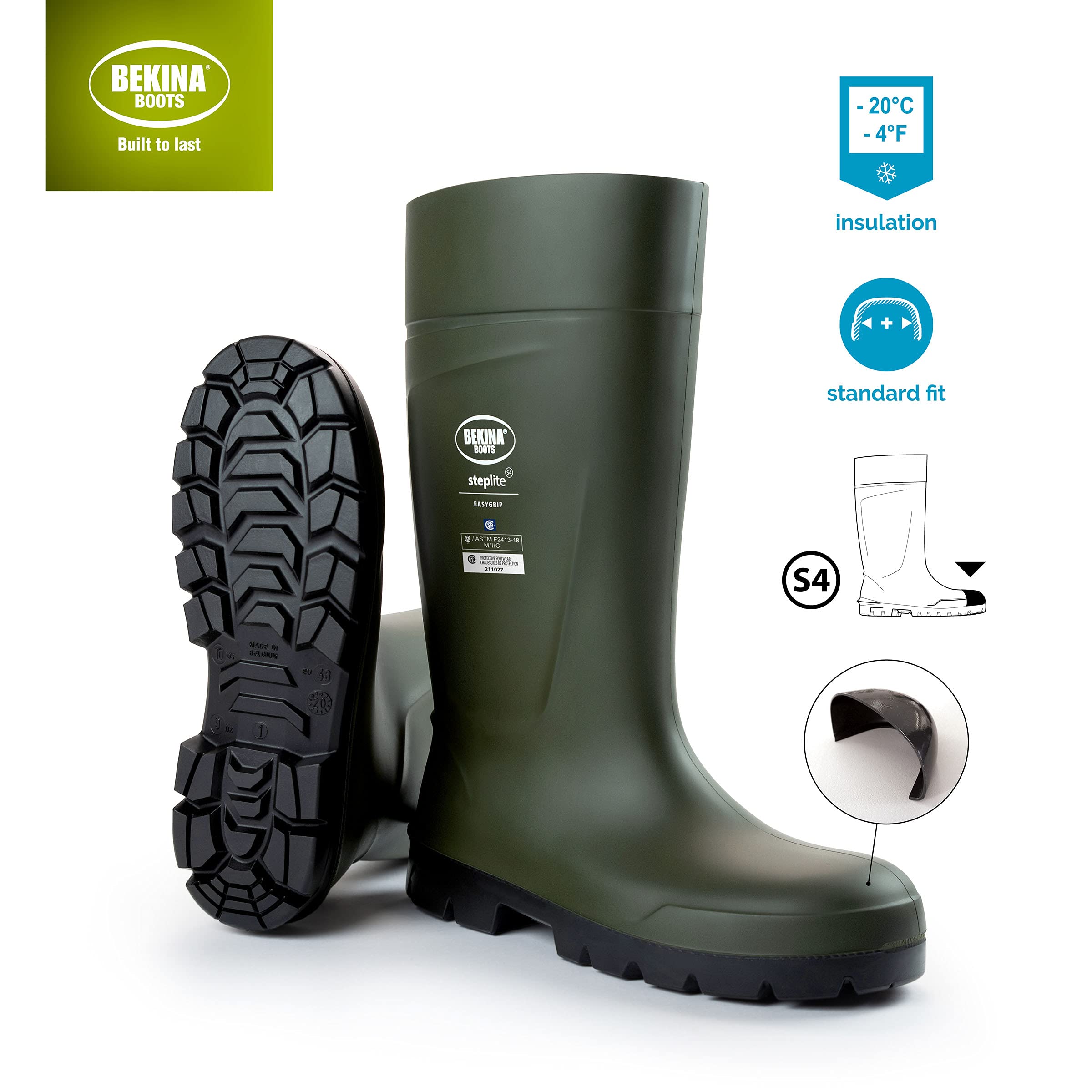 Bekina Steplite EasyGrip S4 Safety Toe Wellington Boots for Men and Women - Lightweight Waterproof SRC Certified Non Slip Steel Toe Boots for Men and Women