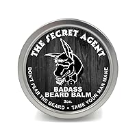 Badass Beard Care Beard Balm - Secret Agent Scent, 2 oz - All Natural Ingredients, Keeps Beard and Mustache Full, Soft and Healthy, Reduce Itchy and Flaky Skin, Promote Healthy Growth