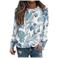 Sweatshirt For Women Casual Long Sleeve Oversized Shirts Cute Flower Print Fashion Tops Teen Girl Clothes Trendy