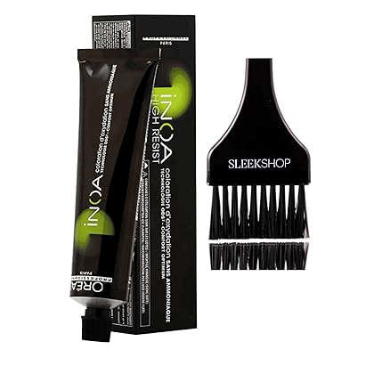 Stinaface Brush + INOA Ammonia-Free Permanent Hair Color Dye, 100% White/Grey Hair Coverage (w/SIeekshop Tint Medium Black Brush) Cream Haircolor Creme - 7 / 7N - Blonde