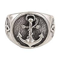 NOVICA Artisan Handmade .925 Sterling Silver Men'S Signet Ring With Nautical Motif India Celtic 'Nautical Friendship'
