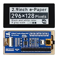 waveshare 2.9inch Touch e-Paper Display HAT for Raspberry Pi 4B/3B+/3B/2B/Zero/Zero W/WH/ 2W/2WH, 296×128 Pixels 5-Points Capacitive Touch E-Ink, Black/White, SPI Interface, Support Partial Refresh