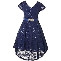 Girl Flower Girl Dress Sequin Hi Lo for Formal Casual Party Holiday