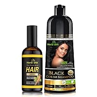 Hair Color Shampoo for Gray 500 ML Black + Vitalizer Serum, Hair Strengthener, Thinning, Repairs Hair Follicles, Promotes Thicker, Stronger Hair