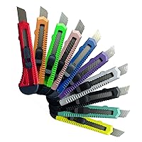 of Retractable Utility Knives, Versatile Box Cutter for Cartons, Cardboard, and Boxes, 18mm Wide Razor-Sharp Blade, Ideal for Home and Office Applications, 10 Pack, Mix Color