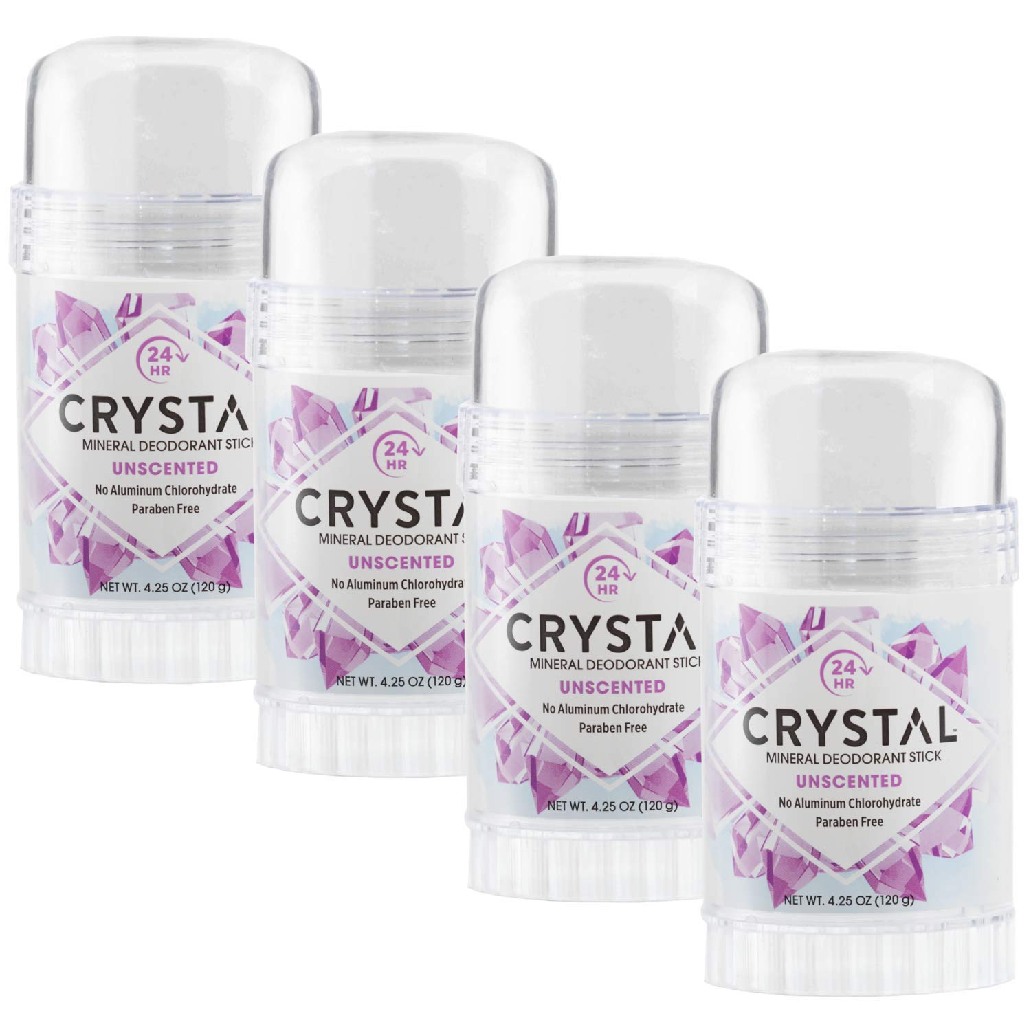 Crystal Mineral Deodorant Stick, Unscented, 4.25 oz (Pack of 4)