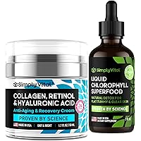 SimplyVital Face Cream & Chlorophyll Drops Bundle - Made in USA Cream Face Moisturizer & Superfood Drops for Immune Support - Anti Aging Cream For Neck and Décolleté & Energy Boost Drops