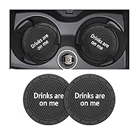 8sanlione 2 Pack Car Cup Holder Coasters, 2.75 Inch Non-Slip PVC Insert Cup Coaster, Anti-Scratch Auto Cup Mats for Women Men, Vehicle Interior Accessories Universal for Car, SUV, Truck (B Black/2PCS)