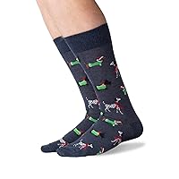 Hot Sox Mens Christmas Dogs Socks, Denim Heather, 1 Pair, Mens Shoe 6-12.5