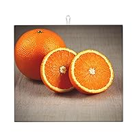 Orange Fruit Drying Mat for Kitchen Counter, Absorbent Dish Drying Pad for Washing Dishes, Cute Kitchen 16x18 Inch
