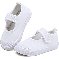 Boy's Girl's Toddlers Canvas Sneakers Slip-On Lightweight Kids White Sneakers Casual Skin-Friendly Walking Running Shoes(Toddle/Little Kids/Big Kids)