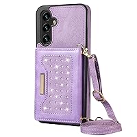 XYX Wallet Case for Samsung A54 5G, Crossbody Strap PU Leather RFID Blocking Credit Card Holder Card Cases Women Girl with Adjustable Lanyard for Galaxy A54 5G, Purple