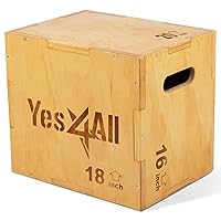 Yes4All 3 in 1 Wooden Plyometric Box Plyo Box - Holds Up to 450lbs - Versatile Plyometric Box for Home Gym and Outdoor Workouts