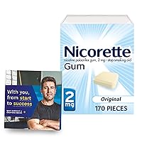 Nicorette 2 mg Nicotine Gum to Help Quit Smoking with Behavioral Support Program - Original Unflavored Stop Smoking Aid, 170 Count