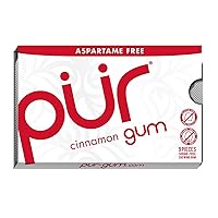 PUR 100% Xylitol Chewing Gum, Cinnamon, 9 Pieces per Pack (Tray of 12) Sugar-Free + Aspartame Free, Vegan + non GMO