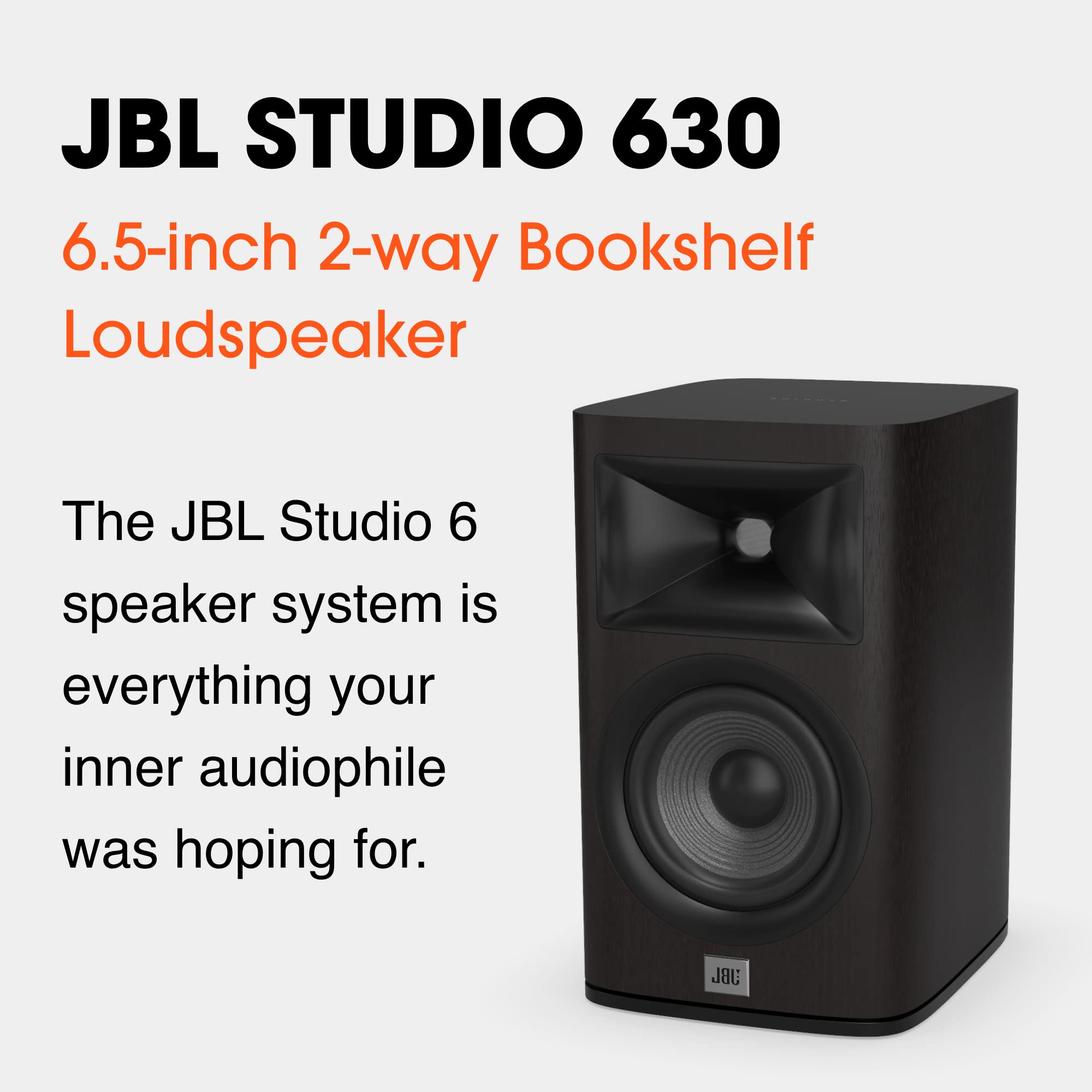 JBL Studio 630, Dark Wood - High-Performance Bookshelf Loudspeaker - with 6.5” PolyPlas Cone Woofer, 2414H-1 Compression Driver & Magnetic Grille
