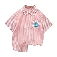 Boys Tops Button Down Shirt Toddler Kids T-Shirt Litter Boys Shirt Graphic Tops Lapel Collar Blouses Summer