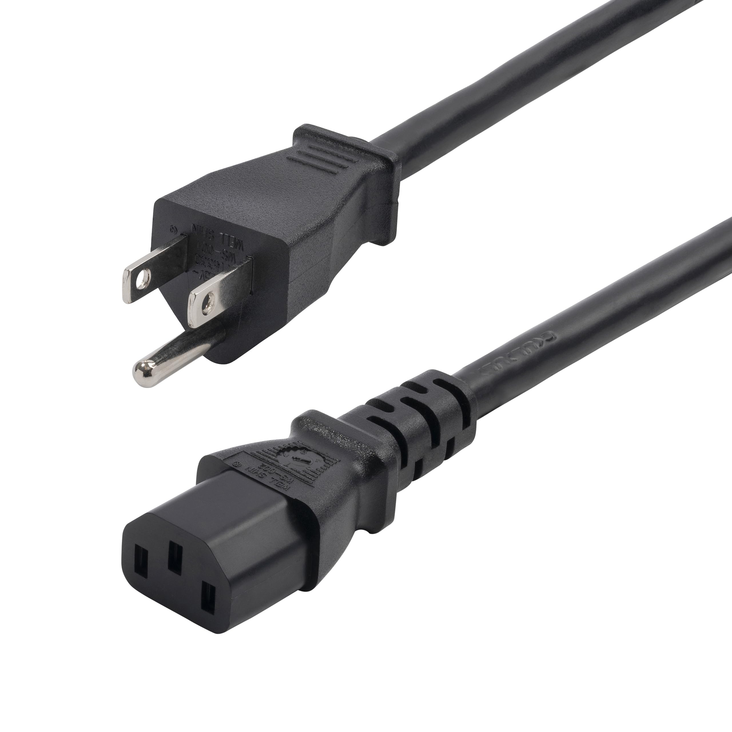 StarTech.com 8ft (2.4m) Computer Power Cord, NEMA 5-15P to IEC 60320 C13 AC Power Cable, 13A 125V, 16AWG, Replacement Power Cable, Monitor Power Cable - UL Listed Components (271B-6800-POWER-CORD)