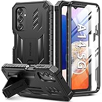 FNTCASE for Samsung Galaxy A14-5G Case: Dual-Layer Protective Textured Shockproof Rugged TPU Cover with Kickstand | Military Grade Drop Protection | Heavy Duty Cell Phone Protector - Black