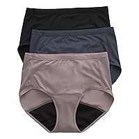 Hanes Women's Fresh & Dry Light and Moderate Period 3-pack Brief Underwear