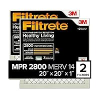 Filtrete 20x20x1 Air Filter, MPR 2800, MERV 14, Healthy Living Ultrafine Particle Reduction 3-Month Pleated 1-Inch Air Filters, 2 Filters