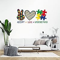 Accept Love Understand Vinyl Wall Decal Autism Awareness Wall Stickers Puzzle Piece Autistic Support Decorative Decals for Wall Nursery Wall Art Decor Sticker Living Room Bedroom Birthday Gift#