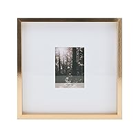 Mikasa 16x16 in. Gallery Frame for 15x15 in. Photo with 2 mm Beveled Mat, Vertical or Horizontal Display, Gold