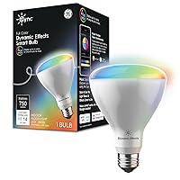 GE CYNC Dynamic Effects BR30 Color Changing Light Bulb with Music Sync, RGB LED Light Bulb, Room Décor Aesthetic WiFi Smart Light, 9.5 Watts, Works with Amazon Alexa and Google, 1 Bulb