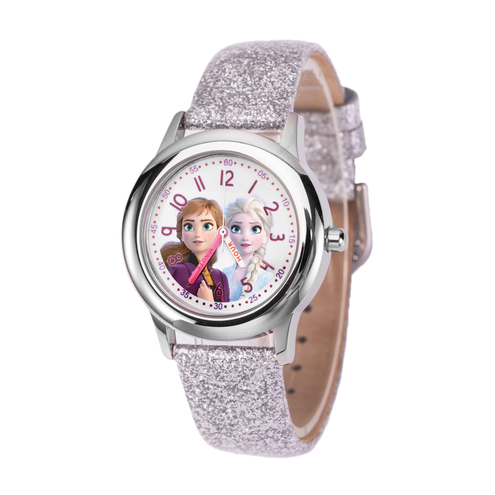 Disney Frozen Kids' Stainless Steel Time Teacher Analog Leather Strap Watch