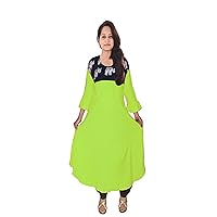 Women's Long Dress Green Color Animal Print Kurti Wedding Wear Kurti Frock Suit Plus Size