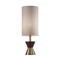 Adesso 4268-21 Carmen Table Lamp, 23 in., 100W Incandescent/20W CFL, Walnut Rubberwood/Antique Brass Finish, 1 Bedside Lamp