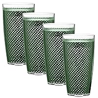 Kraftware The Fishnet Collection Hunter Doublewall Drinkware, Set of 4, 22 oz, Green/31324, 4 Count