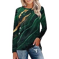Y2K Shirts Women's Fashion Casual Long Sleeve Print Round Neck Pullover Top Blouse