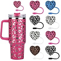 8Pcs Heart Straw Cover Topper for Stanley 30oz Tumbler Straw Cap Reusable Silicone Straw Tips for 0.24-0.32inch Straws Cup Accessories