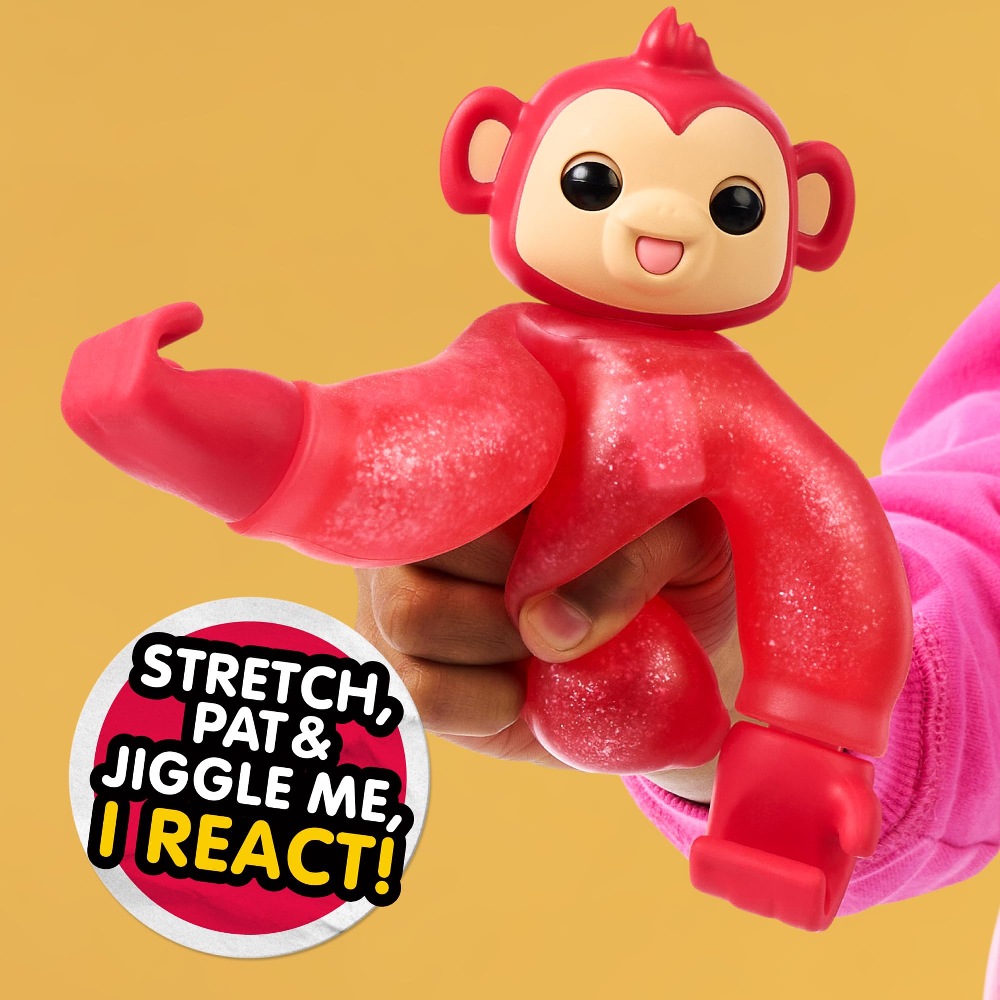 Little Live Pets Hug n' Hang Zoogooz - Mookie Monkey. an Interactive Electronic Squishy Stretchy Toy Pet with 70+ Sounds & Reactions. Stretch, Squish & Link Their Hands